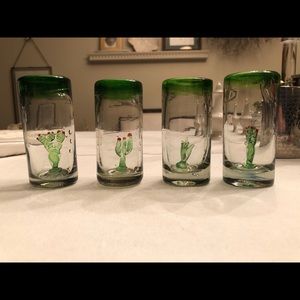 Four Mexican Tequila Handblown Shot Glasses